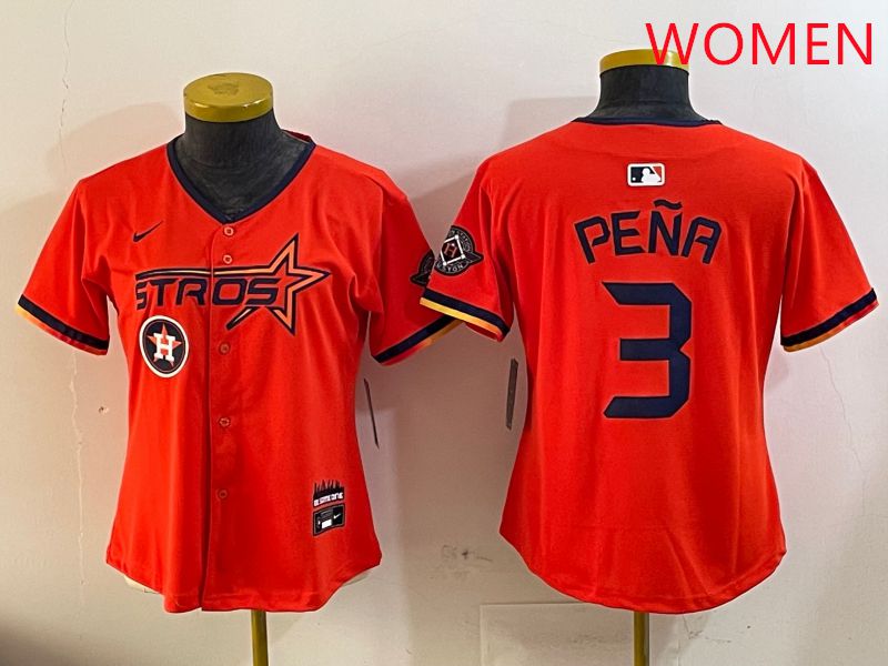 Women Houston Astros Blank #3 Pena Three generations Joint Name 2025 Nike MLB Jersey style 8->women mlb jersey->Women Jersey